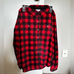 Time and Tru Red and Black Button Down Shirt